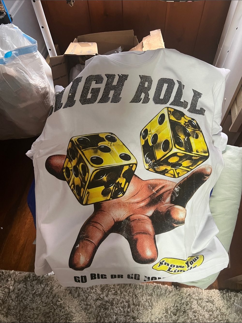 High Roll Graphic Men’s Shirt - White with Yellow Dice
